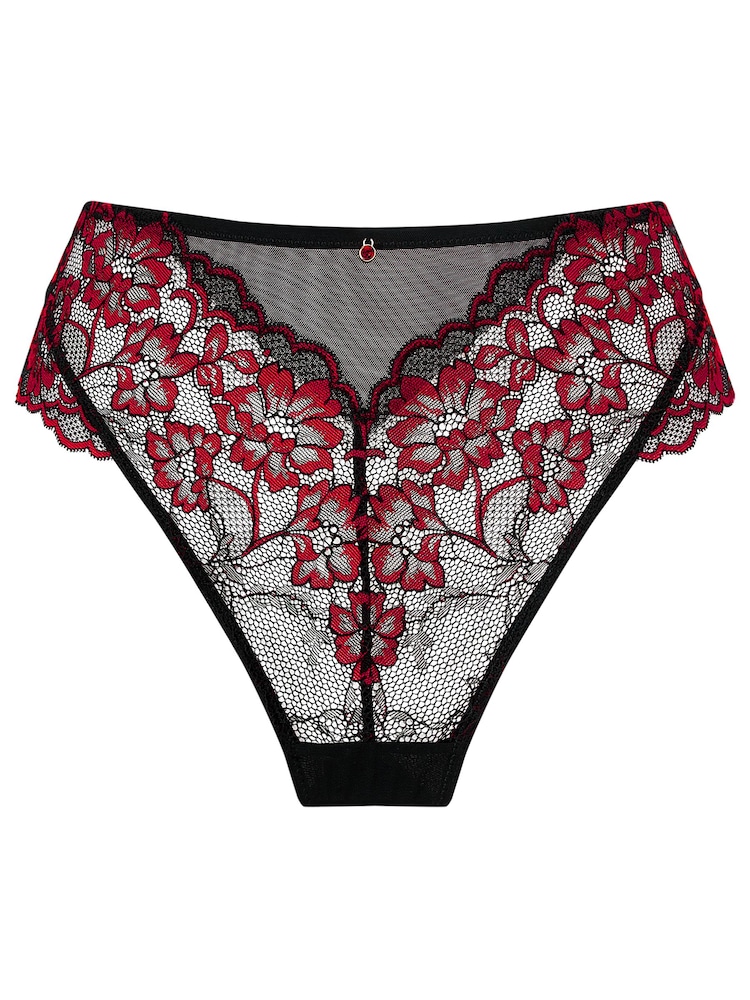 Ann Summers Black/Red High Waist Sexy Lace Knickers - Image 5 of 5
