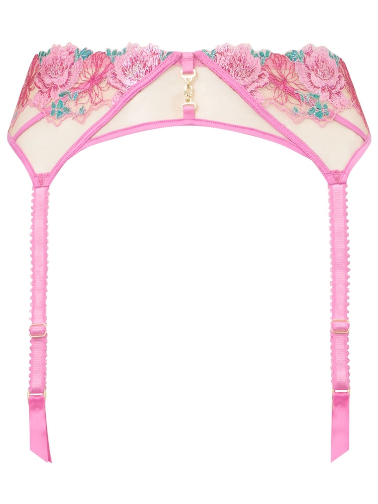Ann Summers Pink Caged Rose Floral Print Embroidery Suspender Belt - Image 5 of 5 Ann Summers Pink Caged Rose Floral Print Embroidery Suspender Belt - Image 5 of 5