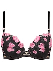 Ann Summers Black Everlasting Love Floral Embroidery Padded Plunge Bra - Image 7 of 7