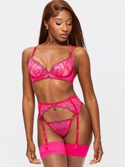 Ann Summers Pink Cupid's Love Heart Embroidery Non Padded Plunge Bra - Image 4 of 7