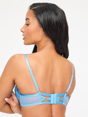 Ann Summers Blue Camille Sequin Embroidery Padded Plunge Bra - Image 2 of 5