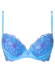 Ann Summers Blue Camille Sequin Embroidery Padded Plunge Bra - Image 5 of 5