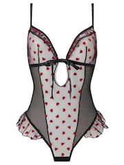 Ann Summers Black Queen of Hearts Mesh Crotchless Teddy Body - Image 7 of 7