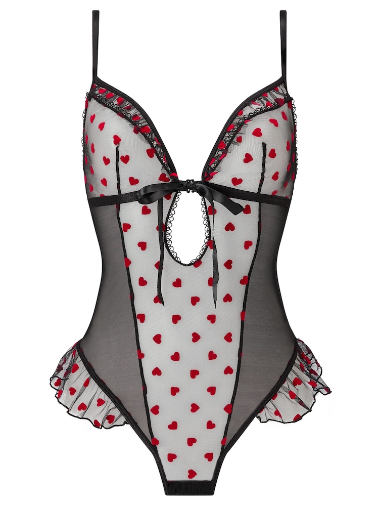 Ann Summers Black Queen of Hearts Mesh Crotchless Teddy Body - Image 7 of 7