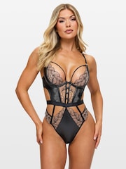 Ann Summers Black Tempting Touch PU Crotchless Body - Image 1 of 5