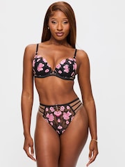 Ann Summers Black Everlasting Love Floral Embroidery High Waist Brazilian - Image 1 of 6
