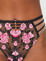 Ann Summers Black Everlasting Love Floral Embroidery High Waist Brazilian - Image 4 of 6