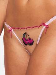 Ann Summers Pink Sweet Cherry Embroidered String Knickers - Image 3 of 5