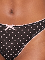 Ann Summers Black I'm Yours Crotchless Spot Flock Mesh Brazilian - Image 3 of 6