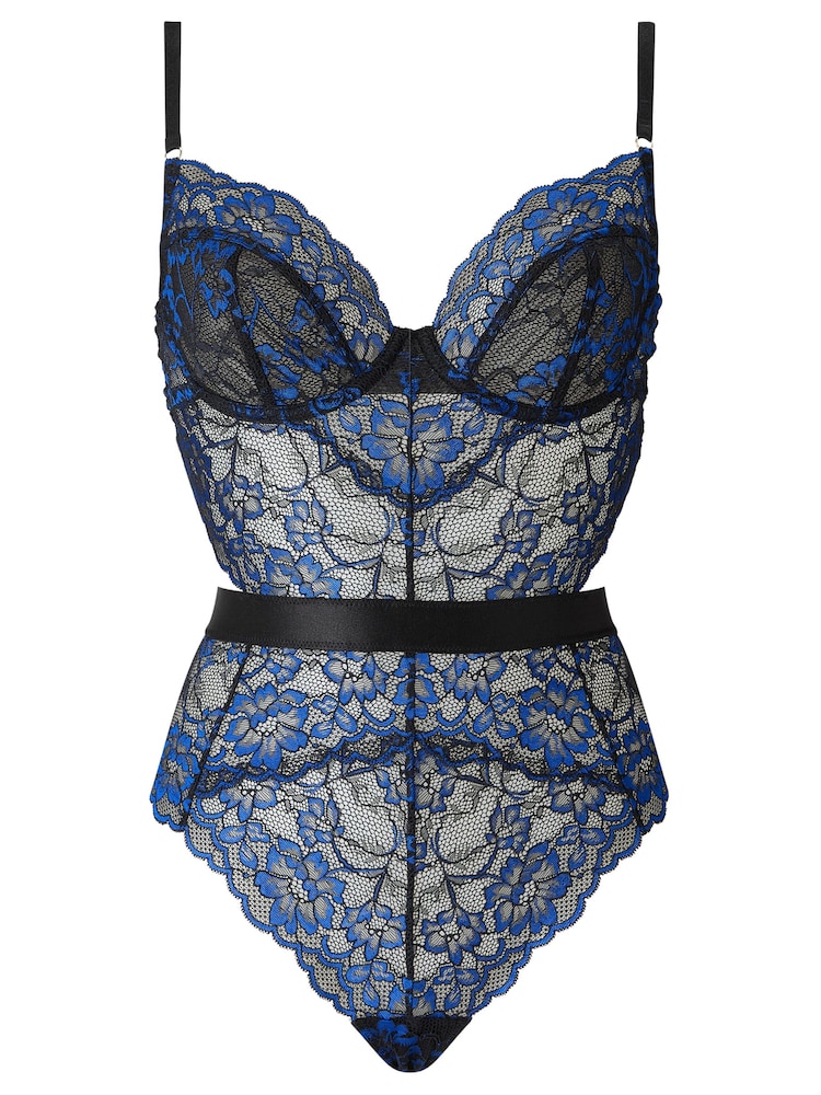 Μαύρο/Μπλε - Ann Summers Hold Me Tight δαντελένιο κορμάκι - Εικόνα 5 του 5