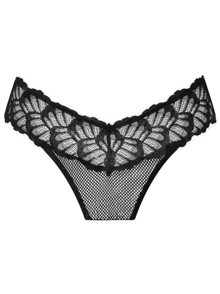 Ann Summers Black Kiss and Tell Lace Crotchless Brazilian - Image 6 of 6