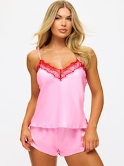 Ann Summers Dark Pink Cerise Satin Cami Set - Image 1 of 4