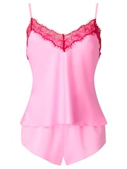 Ann Summers Dark Pink Cerise Satin Cami Set - Image 4 of 4