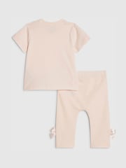 River Island Pink Branded Satin Bow T-Shirt and Leggings Set - Image 2 of 5