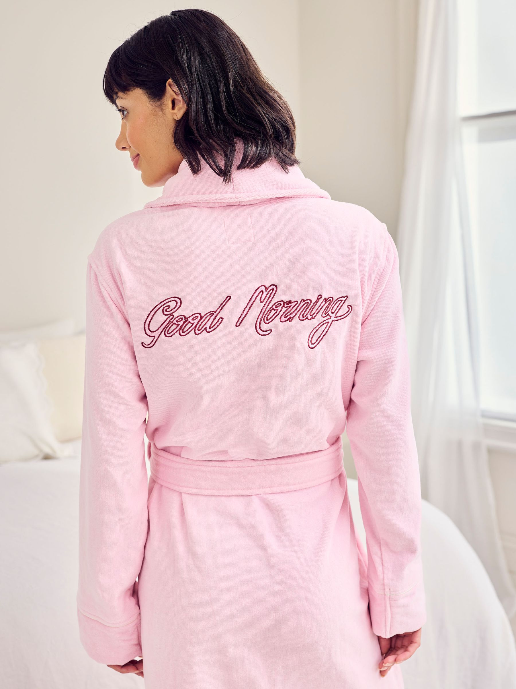 Buy Chelsea Peers Pink Cotton Towelling Embroidered Good Morning