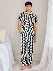 Chelsea Peers Cotton Poplin Wavy Stripe Long Pyjamas Set - Bild 1 von 6