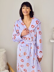 Chelsea Peers Purple Fleece Shrimp Heart Print Dressing Gown - Image 2 of 5
