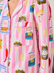 Chelsea Peers Pink Cotton Deli Stripe Print Long Pyjamas Set - Image 5 of 6