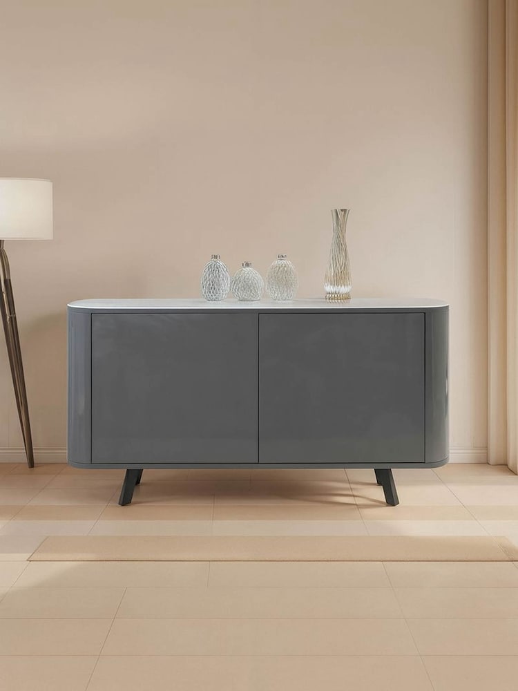 Kettler Gloss Grey Lorenzo 2 Door Sideboard - Image 1 of 6