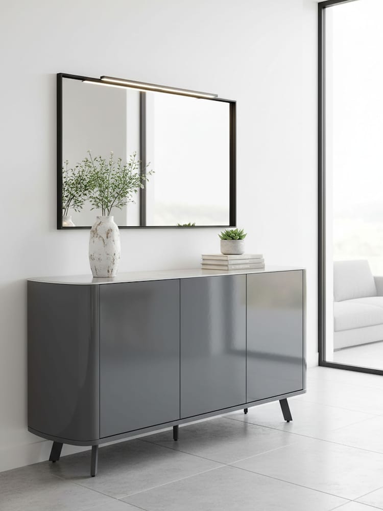 Kettler Gloss Grey Lorenzo 3 Door Sideboard - Image 1 of 5 Kettler Gloss Grey Lorenzo 3 Door Sideboard - Image 1 of 5