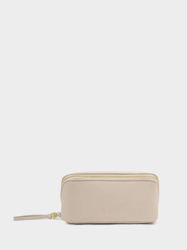 Katie Loxton White Fold Out Mirror Make-Up Bag - Image 1 of 4