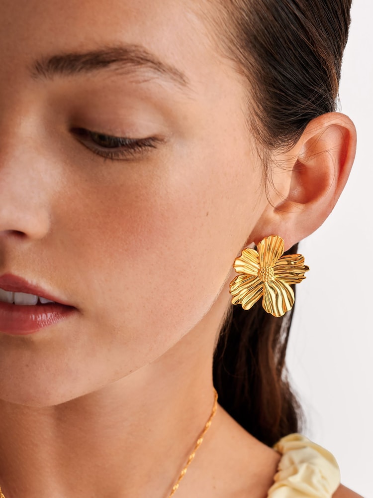 Katie Loxton Gold Tone Floramoure Oversized Earrings - Image 1 of 4