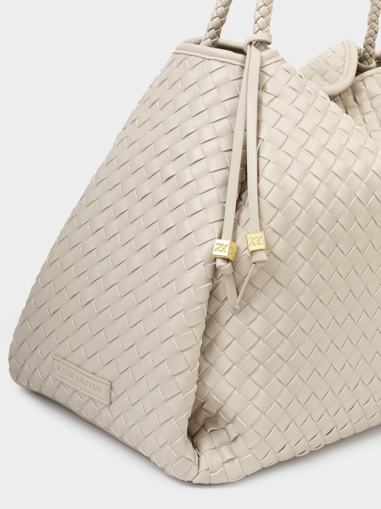 Katie Loxton White Oyster Nova Hand Woven Large Shoulder Bag - Image 5 of 5