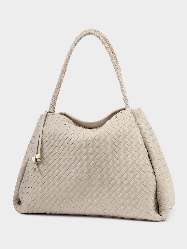 Katie Loxton White Oyster Nova Hand Woven Large Shoulder Bag - Image 6 of 6