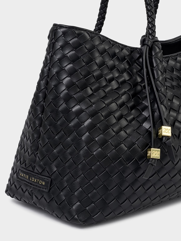 Katie Loxton Black Nova Woven Tote Bag - Image 2 of 5