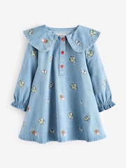 Butterfly Embroidered Long Sleeve Denim Dress (3mths-8yrs) - Image 1 of 5