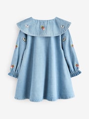 Butterfly Embroidered Long Sleeve Denim Dress (3mths-8yrs) - Image 2 of 5