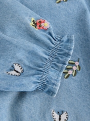 Butterfly Embroidered Long Sleeve Denim Dress (3mths-8yrs) - Image 5 of 5