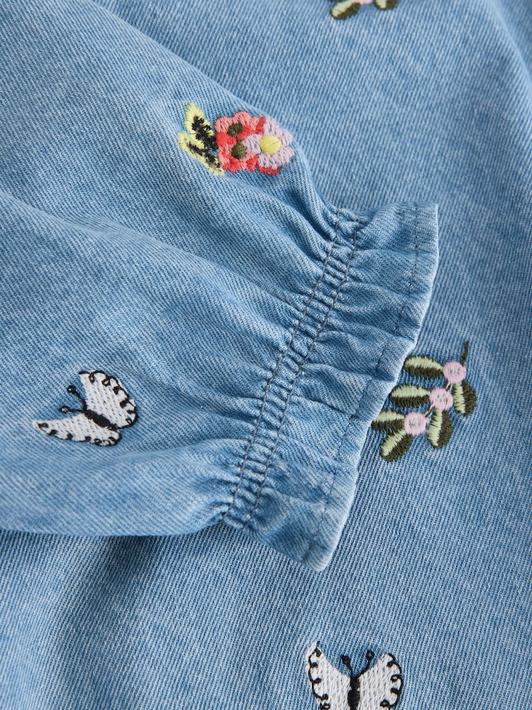 Tauriņš - Embroidered Long Sleeve Denim Dress (3mths-8yrs) - Attēls 9 no 9