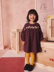 Purple Check Embroidered Gromit Long Sleeve Dress (3mths-8yrs) - Image 1 of 5