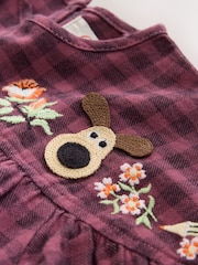 Purple Check Embroidered Gromit Long Sleeve Dress (3mths-8yrs) - Image 4 of 5