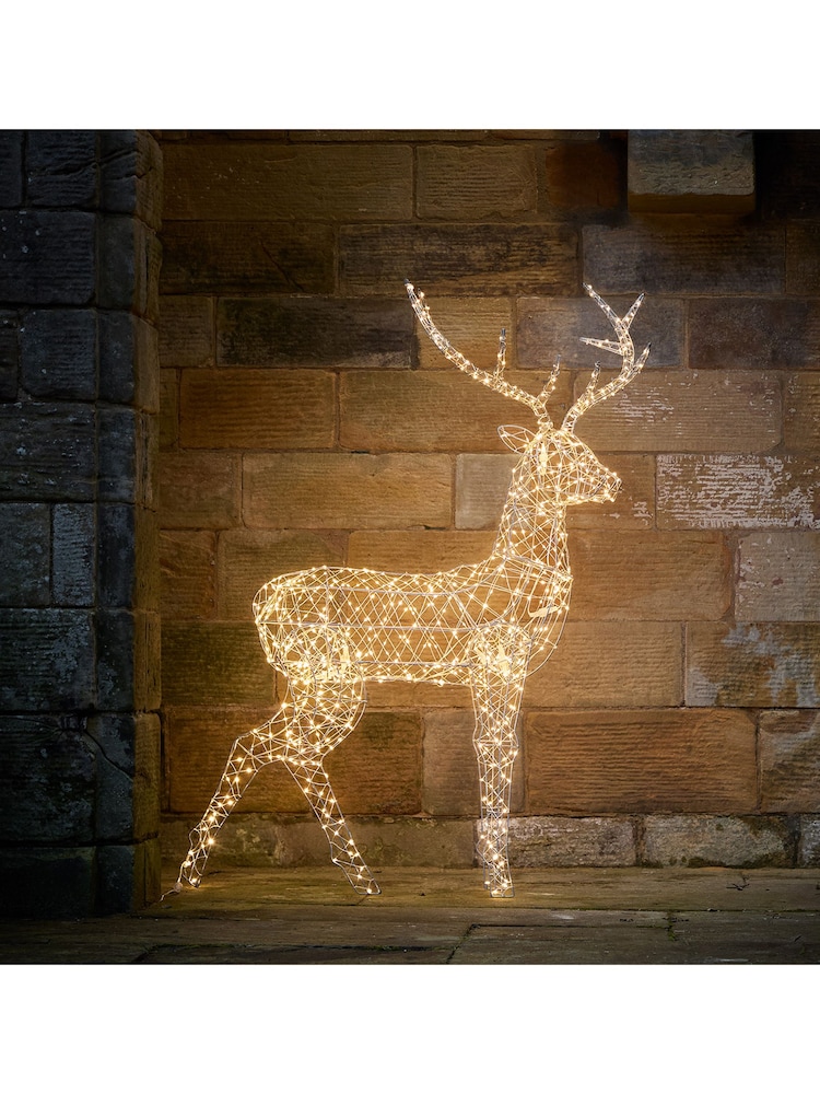 Lights4fun Silver 1.5m XL Duchy Stag LED Light Up Reindeer - Image 1 of 2