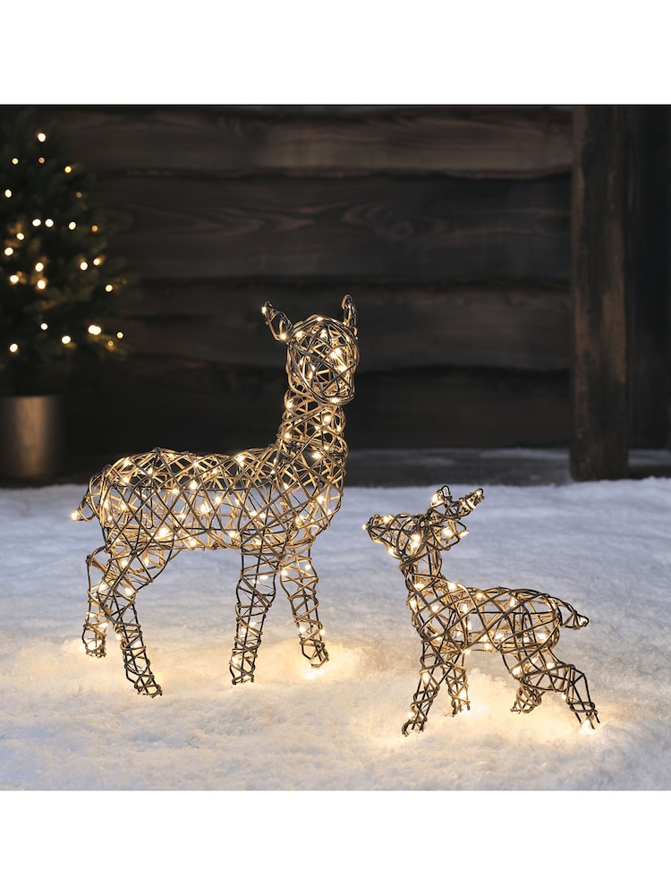 Lights4fun Brown 45cm Mini Studley Doe Fawn LED Light Up Reindeer Duo - Image 1 of 4 Lights4fun Brown 45cm Mini Studley Doe Fawn LED Light Up Reindeer Duo - Image 1 of 4