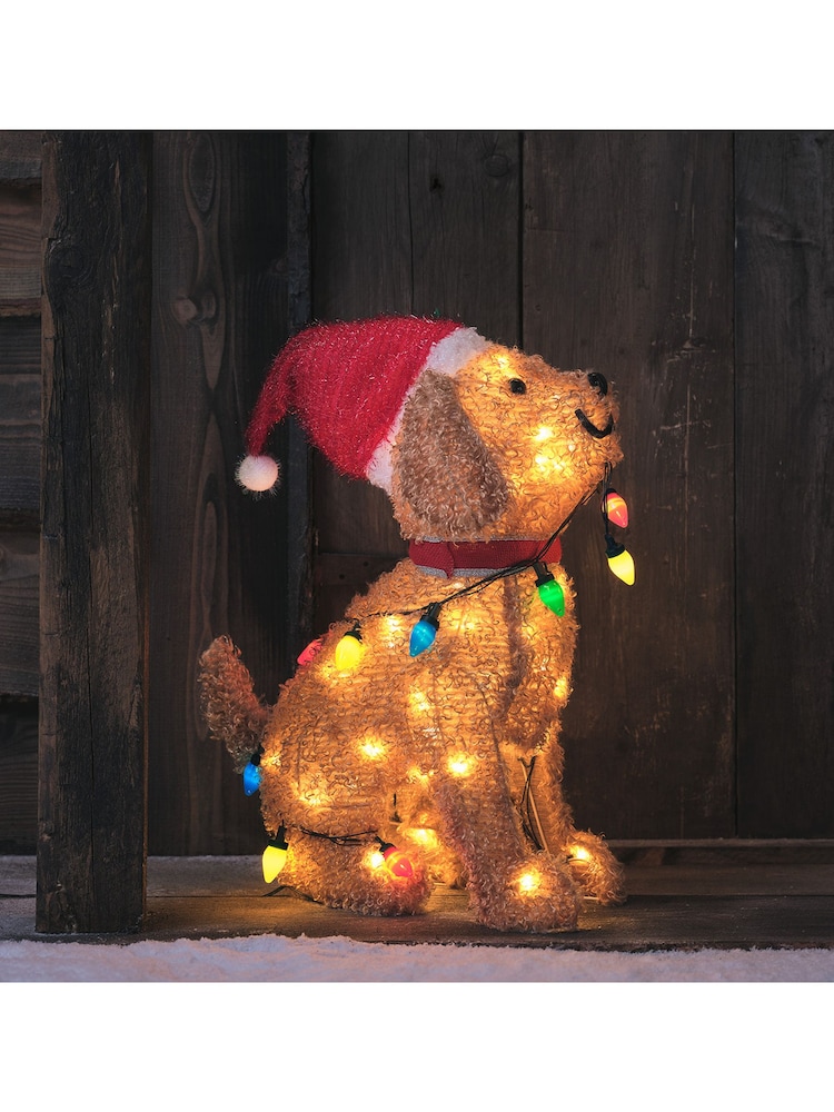 Lights4fun 53cm Dolly The Christmas Dog with Fairy Lights LED 3D Fabric Figure - Image 1 of 1