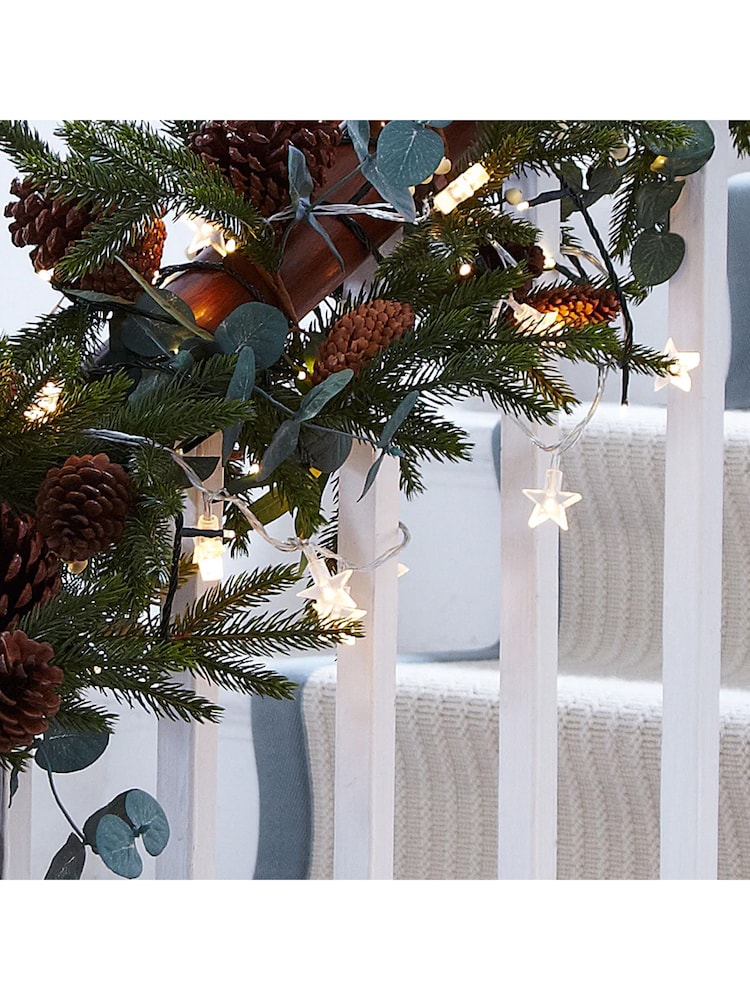 Lights4fun Clear 30 Warm LED Star Fairy Lights On Clear Cable - Image 1 of 6