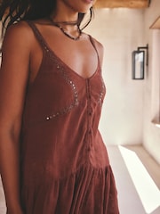 Rust Brown Crochet Sequin Trim Top - Image 5 of 5