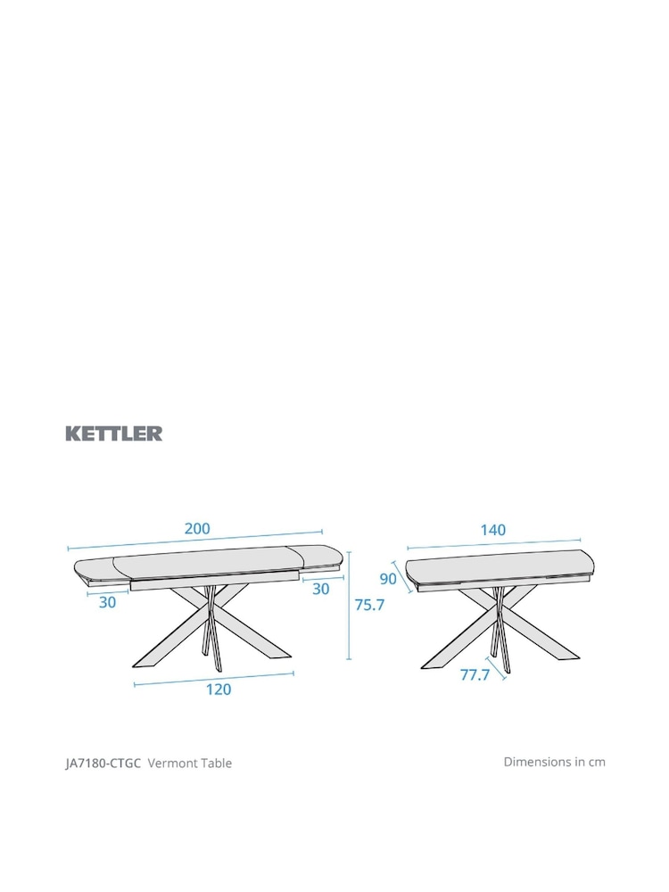 Kettler Grey Vermont 6 Seater Extending Dining Table - Image 5 of 5