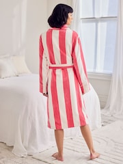 Chelsea Peers Pink Cotton Towelling Stripe Dressing Gown - Image 3 of 4