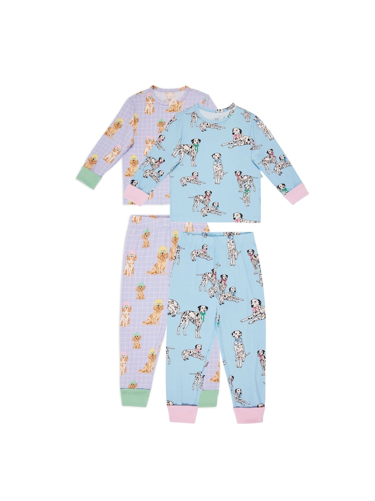 Chelsea Peers Purple Two Pack Spa Dogs / Dalmatians Print Long Pyjama Set - Image 1 of 5 Chelsea Peers Purple Two Pack Spa Dogs / Dalmatians Print Long Pyjama Set - Image 1 of 5