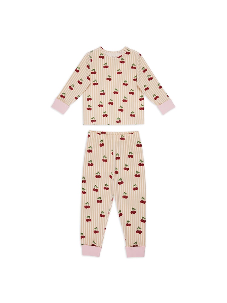 Chelsea Peers Natural Cotton Stripe Print Long Pyjamas Set - Image 1 of 3