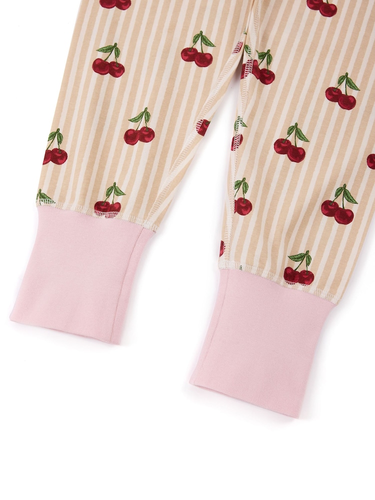 Chelsea Peers Natural Cotton Stripe Print Long Pyjamas Set - Image 2 of 3