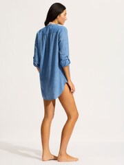 Seafolly Basics Boyfriend Beach Blue Shirt - Image 2 of 4