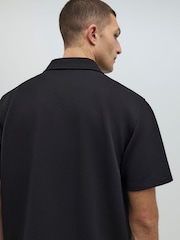 River Island Black Slim Fit Textured Revere Shirt - Image 2 of 4