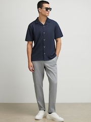 River Island Blue Slim Fit Textured Revere Shirt - Image 3 of 4