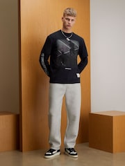 River Island Black Washed Oversized Long Sleeve Athletisme Dept T-Shirt - Image 3 of 4