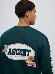 River Island Green Oversized Alpine Badging Crew Neck T-Shirt - Image 2 of 4